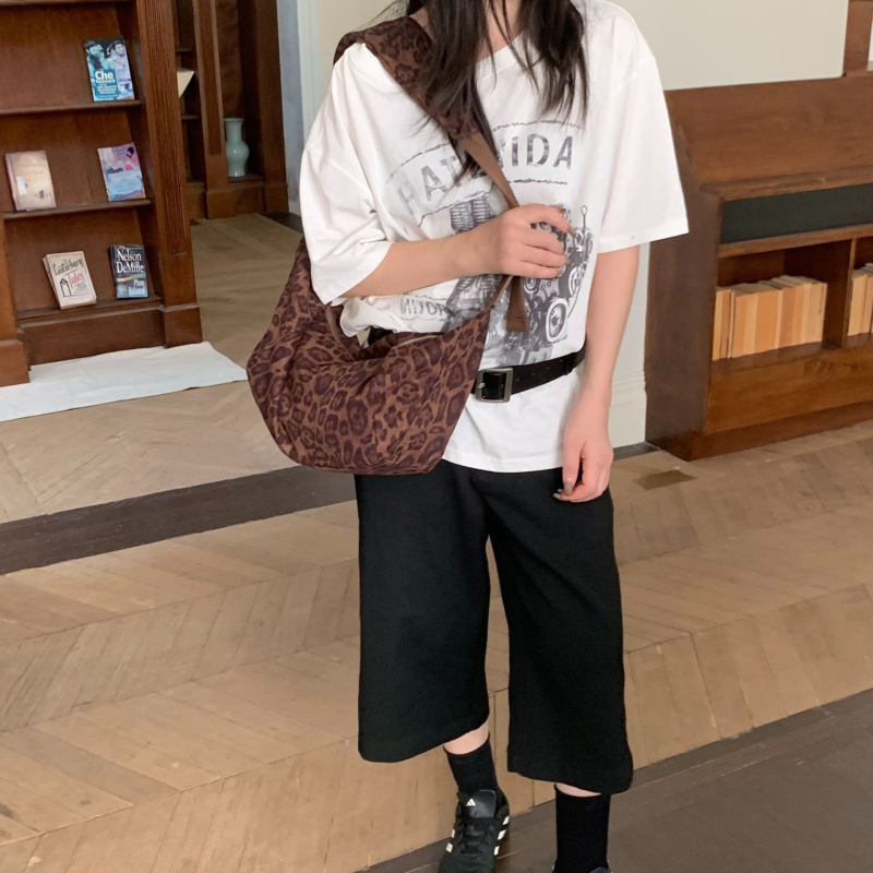 Ženska torbica s leopard printom, velika kapaciteta, korejski stil, jesen-zima 2025, svakodnevna crossbody torbica s jednom remenom