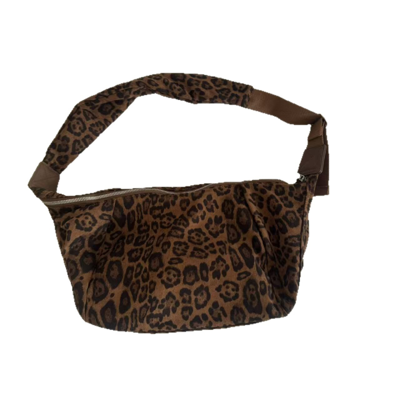 Ženska torbica s leopard printom, velika kapaciteta, korejski stil, jesen-zima 2025, svakodnevna crossbody torbica s jednom remenom