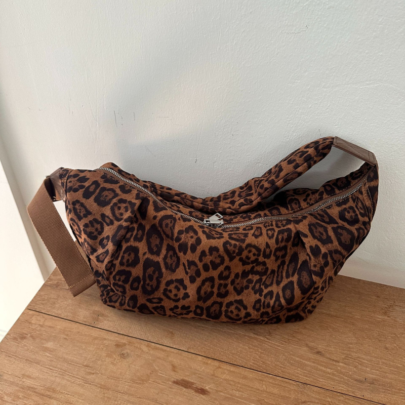 Ženska torbica s leopard printom, velika kapaciteta, korejski stil, jesen-zima 2025, svakodnevna crossbody torbica s jednom remenom