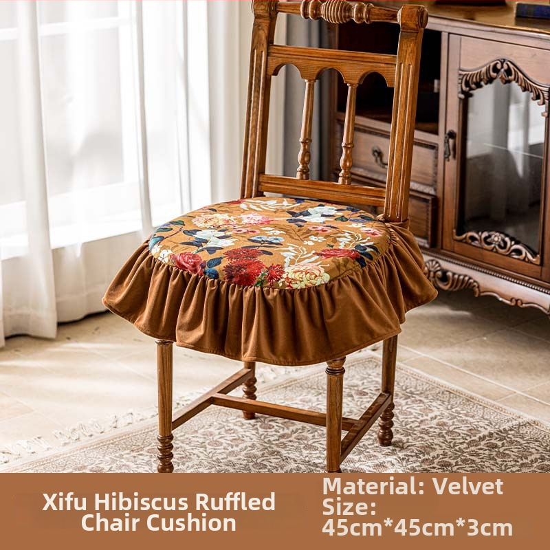 Vintage i elegantan jastuk za stolicu s volanima, kućna upotreba, otporan na pranje, protivklizni s remenom, u obliku potkove