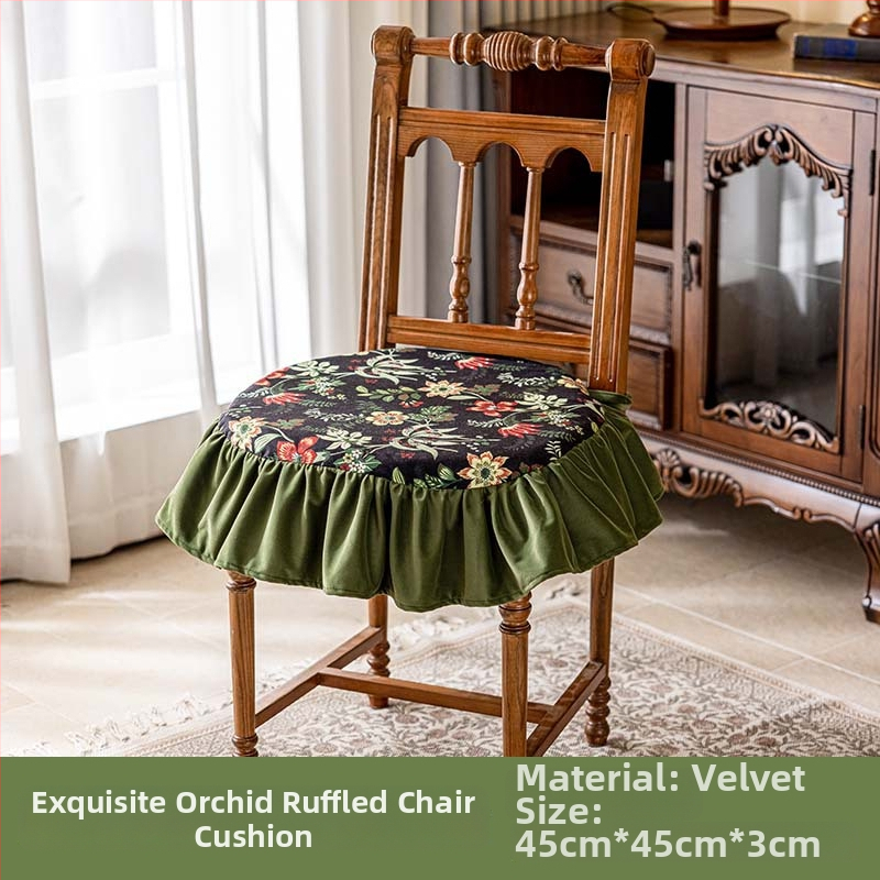 Vintage i elegantan jastuk za stolicu s volanima, kućna upotreba, otporan na pranje, protivklizni s remenom, u obliku potkove