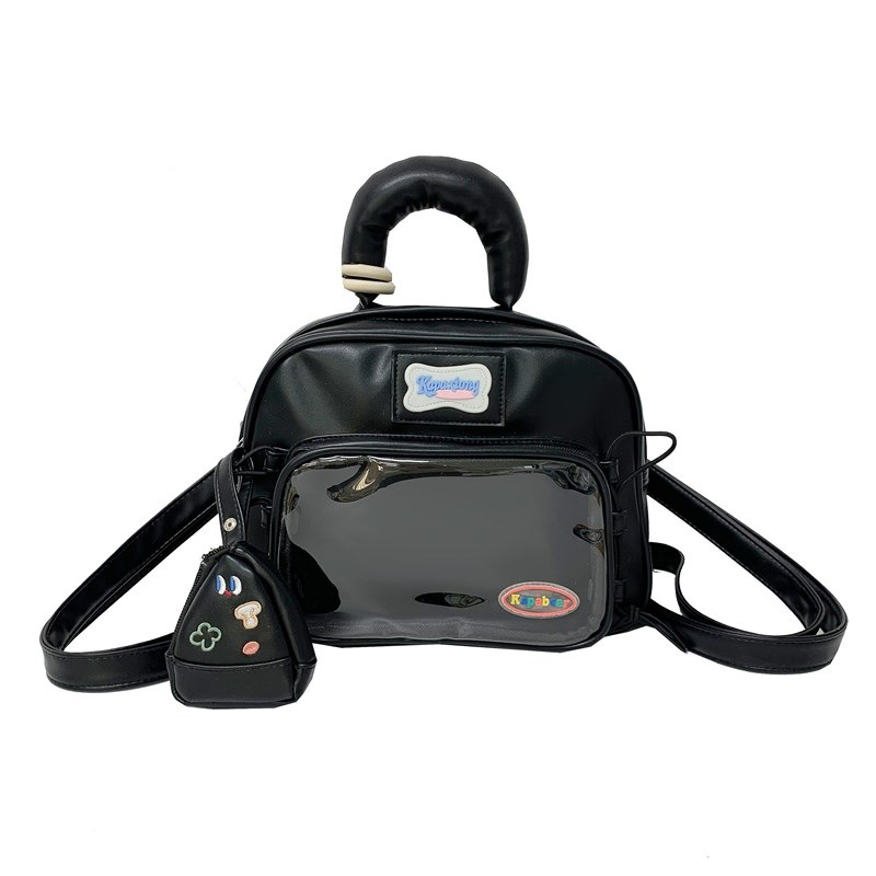 Japanski nadahnjena vintage srebrna PU torba za djevojke — preko ramena, crossbody i ruksak, patchwork dizajn