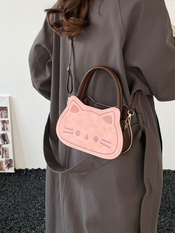 Chanel inspirirana crossbody torba s mačjim motivom, mala ženska torba od PU kože, kružnog oblika, zip zatvarač, proljeće 2026.