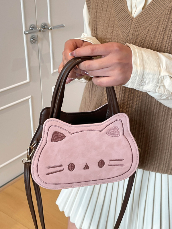 Chanel inspirirana crossbody torba s mačjim motivom, mala ženska torba od PU kože, kružnog oblika, zip zatvarač, proljeće 2026.