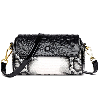Ženska PU torbica s uzorkom krokodila, crossbody torba srednje veličine, cilindričnog oblika