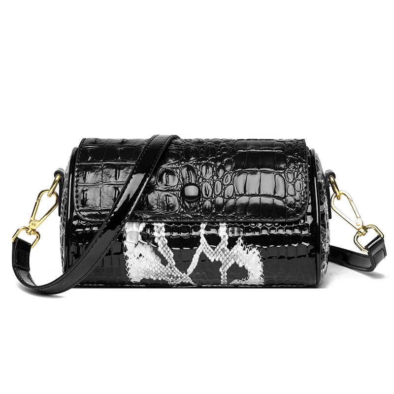 Ženska PU torbica s uzorkom krokodila, crossbody torba srednje veličine, cilindričnog oblika