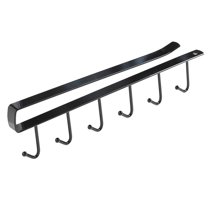 Zidni držač s više redova kuka, bez bušenja; za vrata spavaće sobe i kupaonice; za šešire, ukosnice za kosu i torbe; ABS; nosivost do 5 kg; moderan minimalistički dizajn.