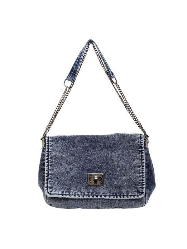 Ženska denim torba za ramena s lancem, retro stil