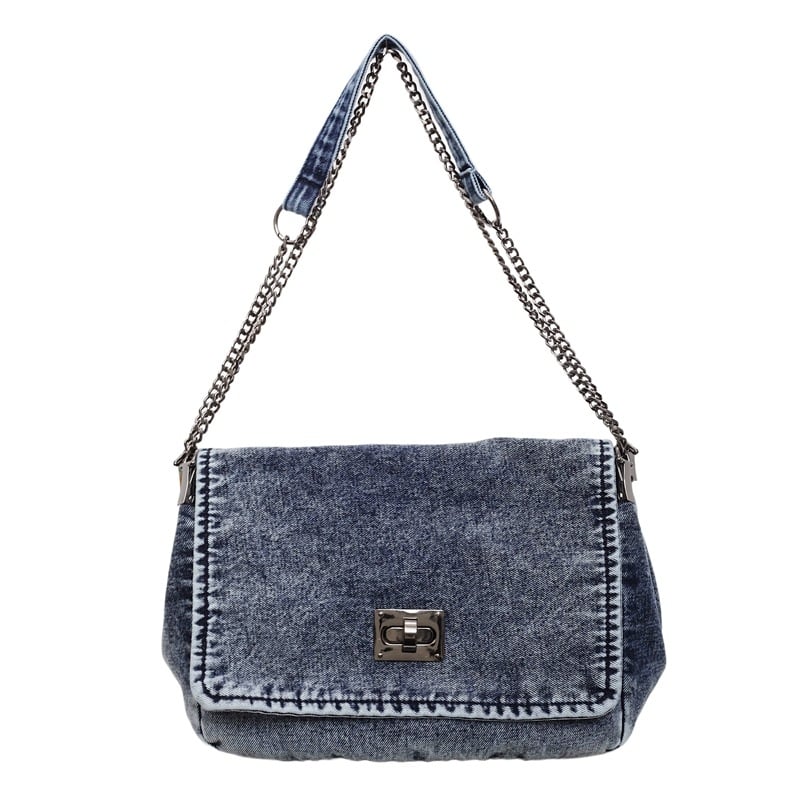 Ženska denim torba za ramena s lancem, retro stil
