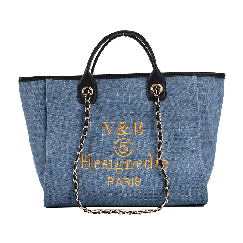Ženska denim torba, 2025 novi model, velika kapaciteta, torba za rame ili crossbody, s izvezenim detaljima