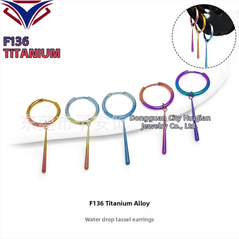 Naušnice u Zoro stilu, kružni petlji F136 titanijeva legura, privjesak kapljice vode, DIY anodizirani piercing nakit