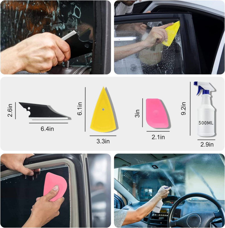 14-dijelni set alata za montažu folije za zaštitu stakala automobila sa strugalicama