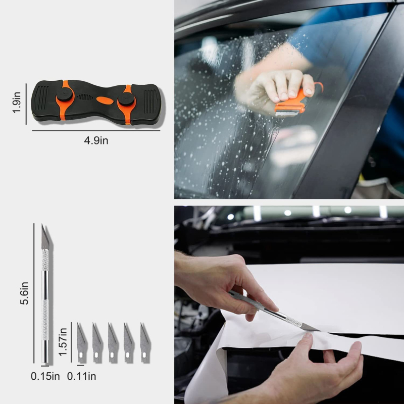 14-dijelni set alata za montažu folije za zaštitu stakala automobila sa strugalicama