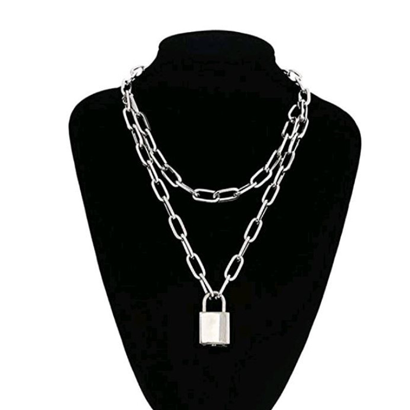 Ogrlica s privjeskom u obliku brave, uz križni lanac – unisex, punk retro geometrijski nakit, hip-hop stil