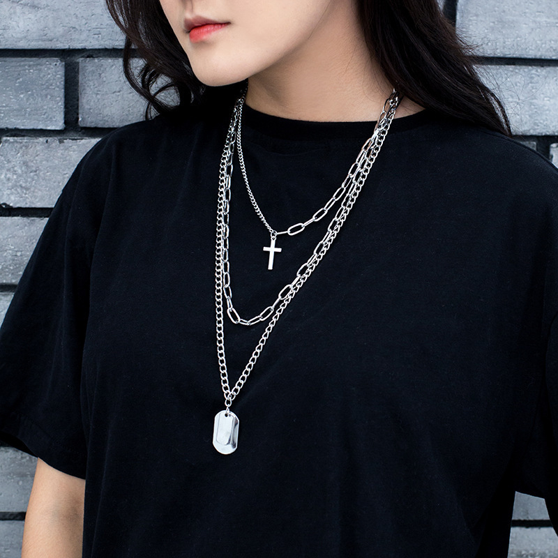 Ogrlica s privjeskom u obliku brave, uz križni lanac – unisex, punk retro geometrijski nakit, hip-hop stil