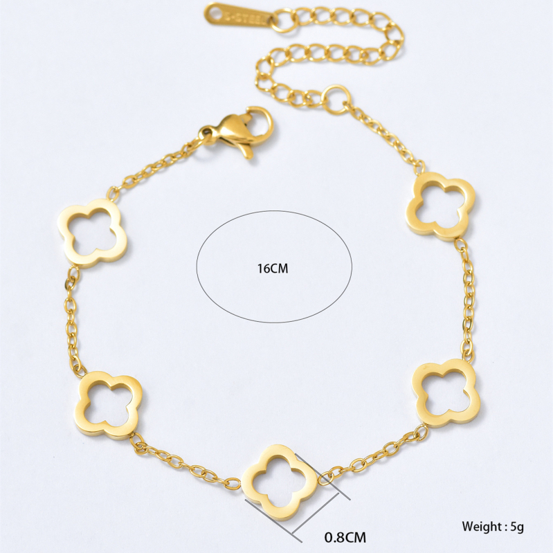 Set nakita od nehrđajućeg čelika sa četverolistom za žene – ogrlica, naušnice i narukvica, minimalistički i elegantan stil