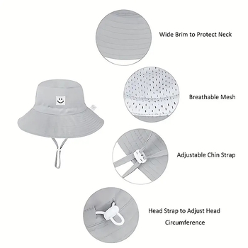 Djecja nasmiješena ribarska kapa za proljeće i ljeto, zaštita od sunca, prozračna, za plažu