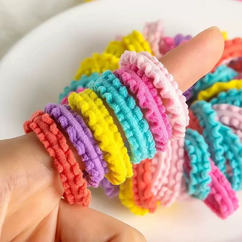 Set od 50 čipkastih gumica za kosu za djecu, šarene, nježne prema kosi, svestrane i jednostavne