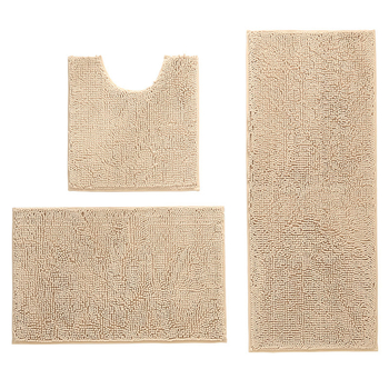 Chenille set za kupaonicu, tri komada, apsorbirajuće dugačke vlaknaste tepihe za kupaonicu i WC