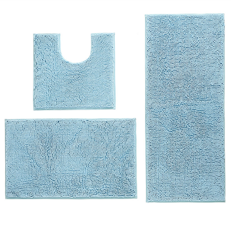 Chenille set za kupaonicu, tri komada, apsorbirajuće dugačke vlaknaste tepihe za kupaonicu i WC