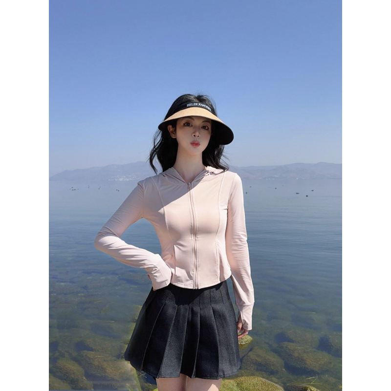 Αθλητικό μπουφάν Ice Silk με προστασία από τον ήλιο, λεπτό για το καλοκαίρι, στενή γραμμή, τοπ γιόγκα
