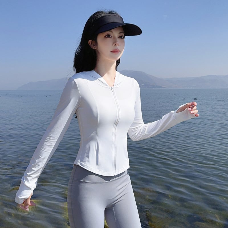 Αθλητικό μπουφάν Ice Silk με προστασία από τον ήλιο, λεπτό για το καλοκαίρι, στενή γραμμή, τοπ γιόγκα