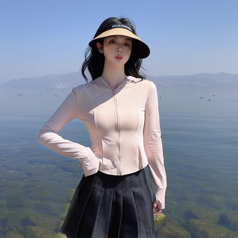 Αθλητικό μπουφάν Ice Silk με προστασία από τον ήλιο, λεπτό για το καλοκαίρι, στενή γραμμή, τοπ γιόγκα