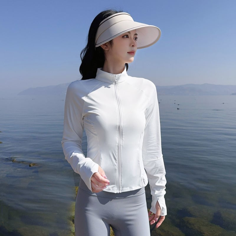 Αθλητικό μπουφάν Ice Silk με προστασία από τον ήλιο, λεπτό για το καλοκαίρι, στενή γραμμή, τοπ γιόγκα