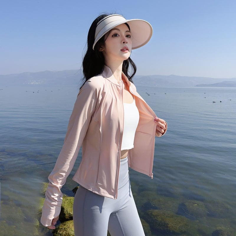 Αθλητικό μπουφάν Ice Silk με προστασία από τον ήλιο, λεπτό για το καλοκαίρι, στενή γραμμή, τοπ γιόγκα