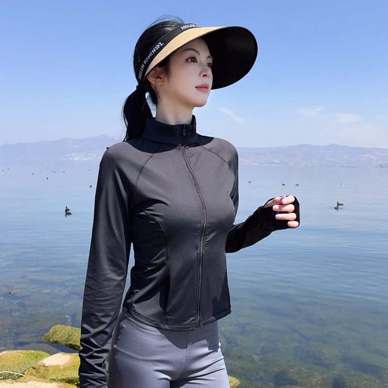 Αθλητικό μπουφάν Ice Silk με προστασία από τον ήλιο, λεπτό για το καλοκαίρι, στενή γραμμή, τοπ γιόγκα