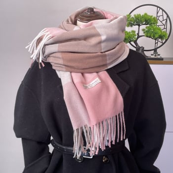 Korejski stil jesensko-zimski šal od imitacije kašmira za žene, karirani topli šal