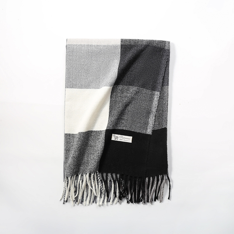 Korejski stil jesensko-zimski šal od imitacije kašmira za žene, karirani topli šal