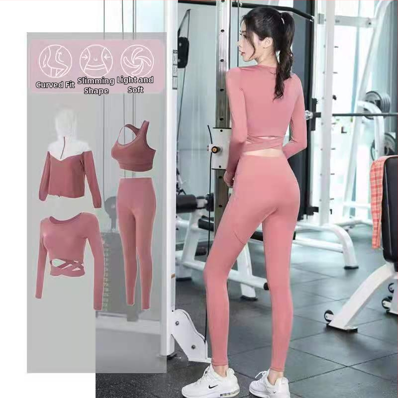 Ženský set na jogu a fitness – priedušný, rýchloschnúci, s dlhým rukávom a kapucňou, jesenná-zimná verzia, 90% polyester, 10% elastán