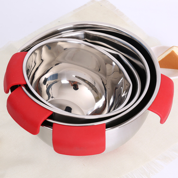 Rozsdamentes acél tojásos tál csúszásmentes szilikonalappal, beépített szűrő és fogantyú; sokoldalú saláta- és zöldségtál, 18 cm és 24 cm