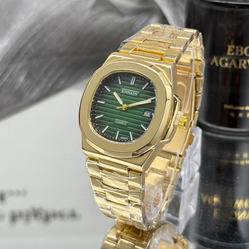 Ανδρικό ρολόι quartz με ημερολόγιο και ατσάλινο λουράκι, έμπνευση Nautilus, κομψό και ευέλικτο