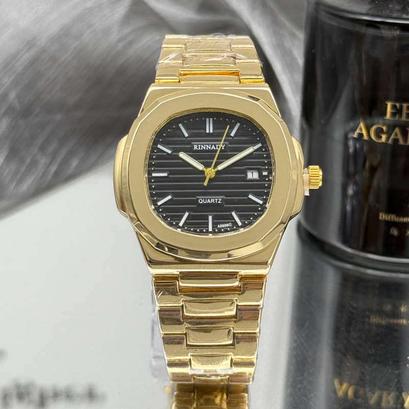 Ανδρικό ρολόι quartz με ημερολόγιο και ατσάλινο λουράκι, έμπνευση Nautilus, κομψό και ευέλικτο