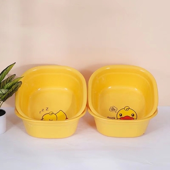 Dječja debela posuda za pranje lica s karikaturom žute patke, pravokutnog oblika, s otisnutim logom