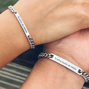 Set graviranih narukvica za parove od nehrđajućeg čelika - unisex, Ins stil, Her King, europsko-američki trend, poklon za Dan zaljubljenih