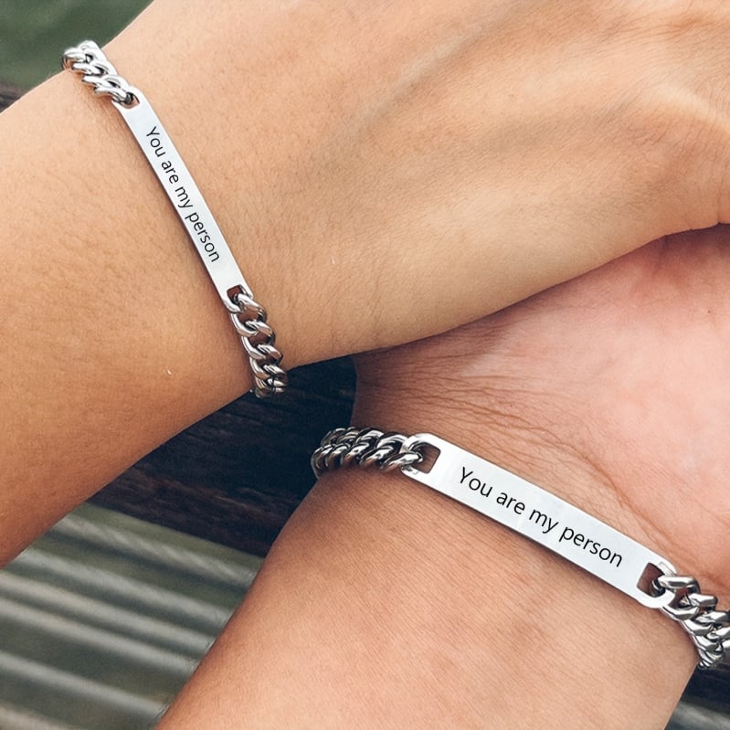 Set graviranih narukvica za parove od nehrđajućeg čelika - unisex, Ins stil, Her King, europsko-američki trend, poklon za Dan zaljubljenih