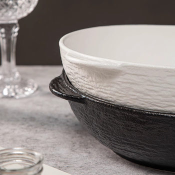 Porcelanski lonac s laganim luksuzom, dvostruke ručke, promjer 20–20.9 cm, mikrovalna sigurnost, jednofonalni završetak s pod-glazom, pogodna za ramen, juhu i rezance
