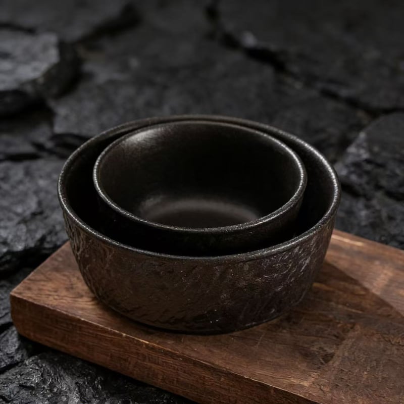 Japanskog stila keramička posuda za rižu s kamenim uzorkom, mala zdjela za juhu, žlica i zdjela za desert, bijeli porcelan