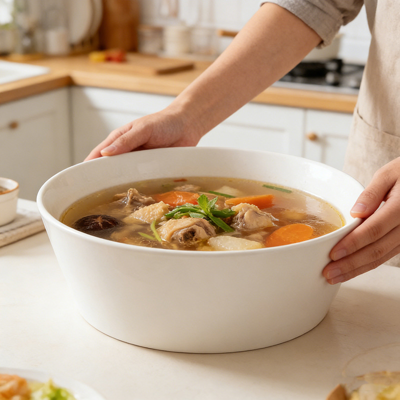 Κεραμικό μεγάλο μπολ σούπας σε σχήμα ανεμιστήρα, υψηλής αισθητικής, βαθύ, με μεγάλη χωρητικότητα, ιδανικό για ξενοδοχεία και οικιακή χρήση