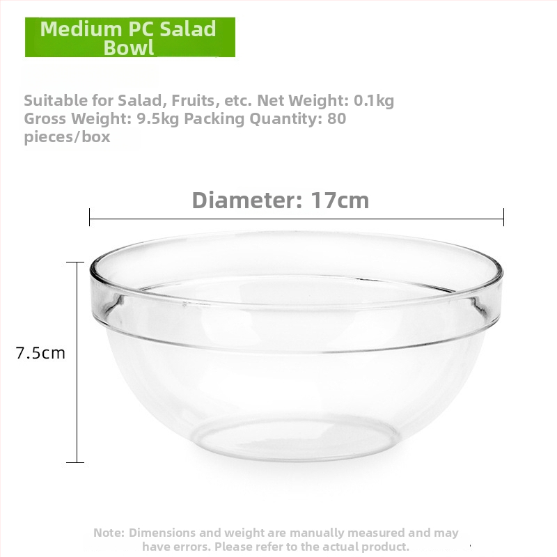 Prozirna plastična zdjela za salatu i voće, okrugla, promjera ≥23 cm, pogodna za mikrovalnu, za kućnu ili uredsku upotrebu.