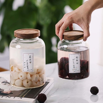Staklena posuda velike kapacitete za infuziju hrane vina s poklopcem, kapacitet 1–2 L