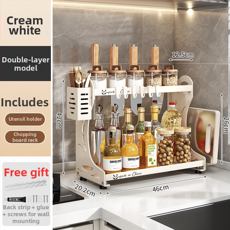 Kuhinjski stalak za začine i držač noževa na kuhinjskom pultu, višenamjenski organizator posuda za začine
