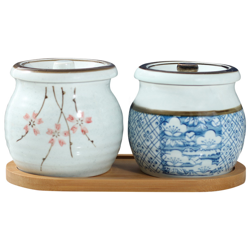 Set keramičkih posuda za začine s ručno oslikanom glazurom, japanski stil kuhinje, posude za sol, za restoran i kućnu upotrebu