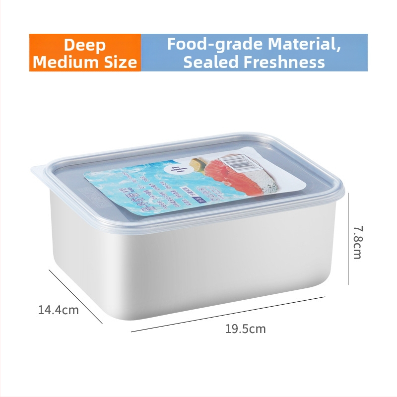 Κουτί διατήρησης από παχύτερο ανοξείδωτο ατσάλι για φαγητό, κατάψυξη, κουτί μεσημεριανού για φρούτα, κατάλληλο για ψυγείο και κατασκήνωση, σφραγιζόμενο και φορητό