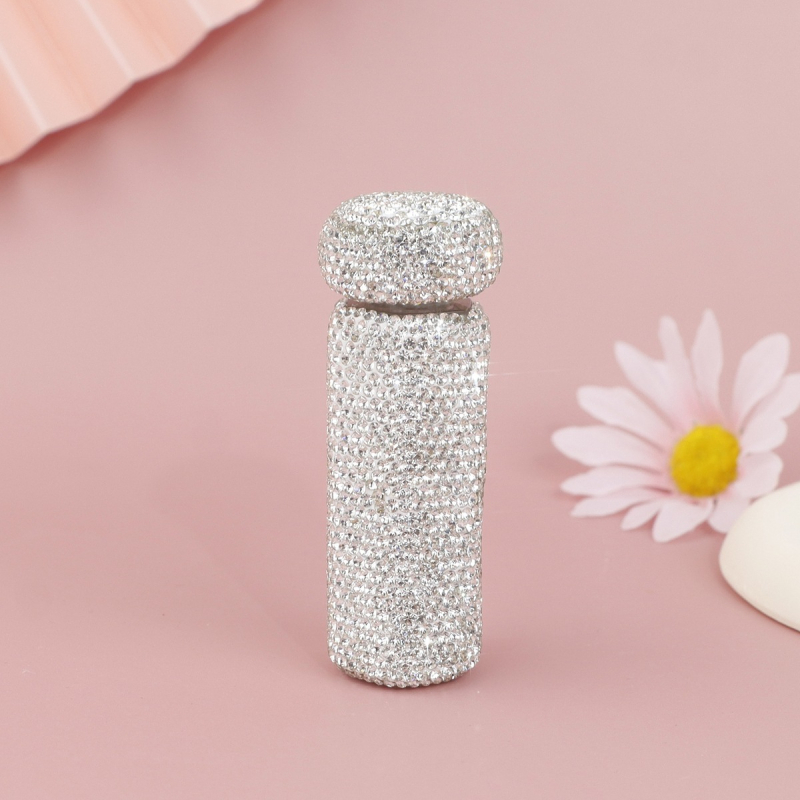 Prenosna kutija za tablete sa rhinestones, od aluminijske legure, okrugla posuda, sigurna za kontakt s hranom