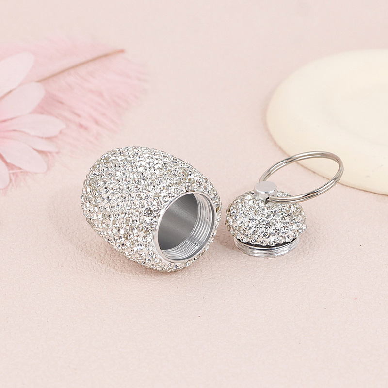 Prenosna kutija za tablete sa rhinestones, od aluminijske legure, okrugla posuda, sigurna za kontakt s hranom