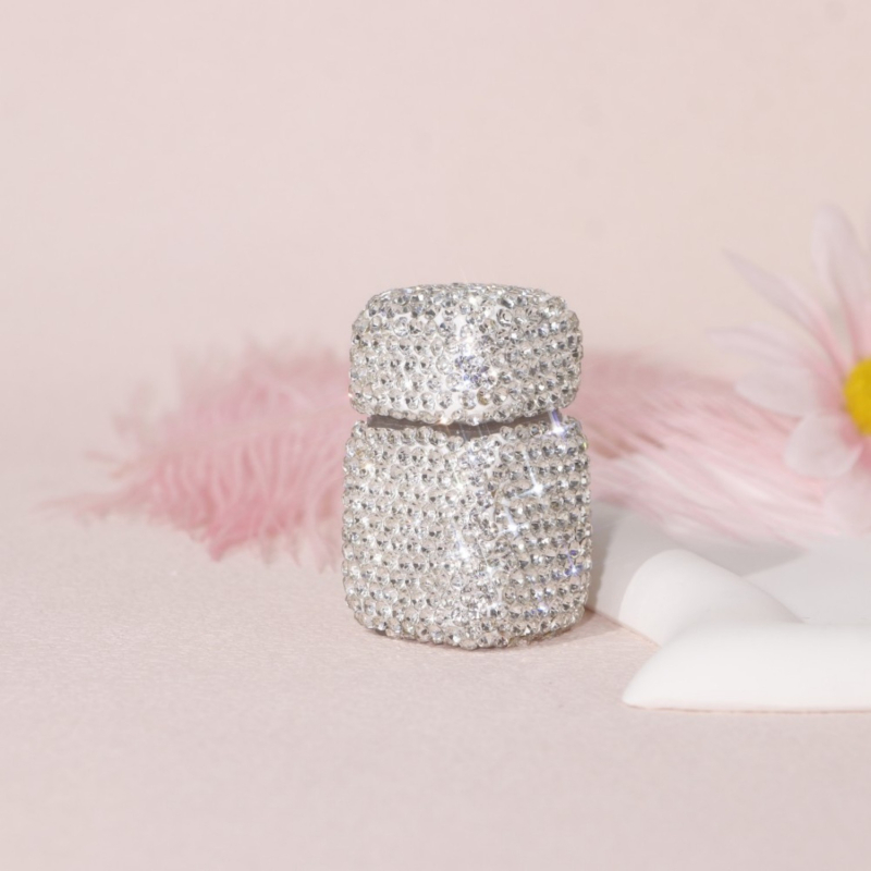 Prenosna kutija za tablete sa rhinestones, od aluminijske legure, okrugla posuda, sigurna za kontakt s hranom